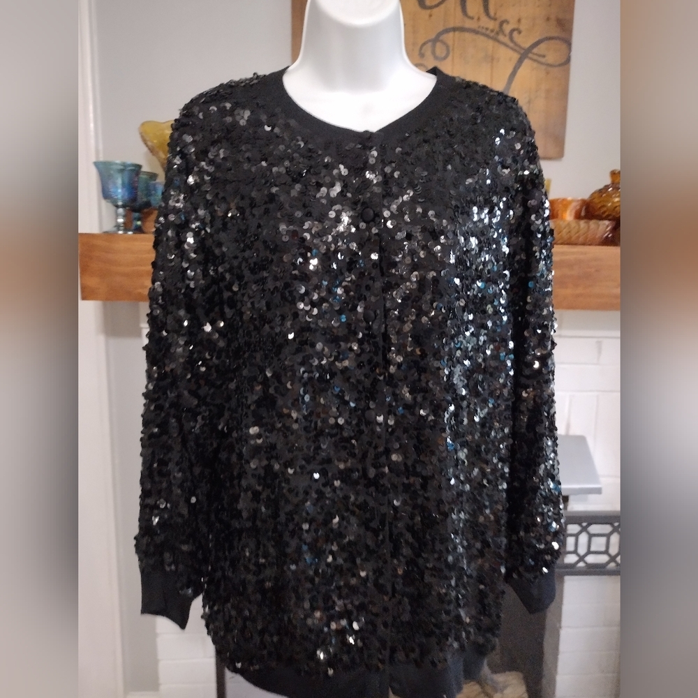 Adrienne vittadini silk sequin jacket